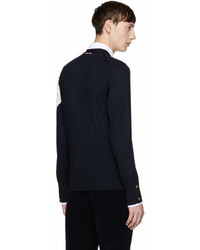 Moncler Gamme Bleu Navy Chevron Sleeve Cardigan