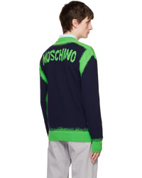Moschino Navy Green Paint Cardigan