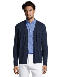 Grayers Navy Heather Knit Cotton Button Front Cardigan
