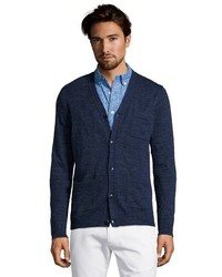 Grayers Navy Heather Knit Cotton Button Front Cardigan