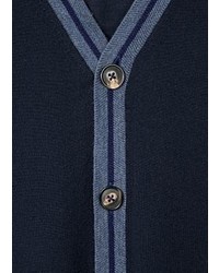 Paul Smith Navy Merino Wool Cardigan With Contrast Trims