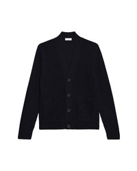 Sandro Ribbed Wool Blend Cardigan Sweater