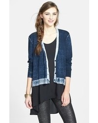 Rubbish Bleached Look Cotton Cardigan Navy Eclipse Large