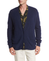Vince Textured Wool Cashmere Cardigan Navy