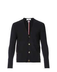 Thom Browne V Neck Cardigan With Links Links Stitch And Red White And Blue In Cotton Crepe