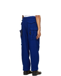 Sacai Blue Wool Solid Shrivel Trousers