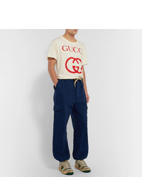 Gucci Tapered Herringbone Denim Cargo Trousers