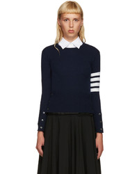 Thom Browne Navy Cashmere Classic Pullover