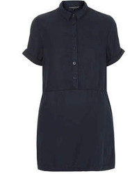 Topshop Petite Casual Denim Shirt Dress With Button Front Placket And Side Pockets 100% Cotton Machine Washable