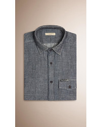 Burberry Chest Pocket Double Faced Chambray Shirt