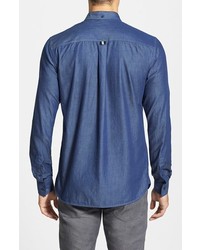 Fred Perry Extra Trim Fit Tape Detail Chambray Sport Shirt
