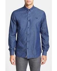 Fred Perry Extra Trim Fit Tape Detail Chambray Sport Shirt