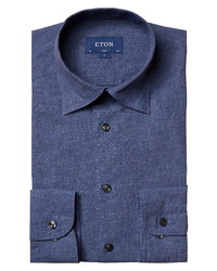 Eton Slim Fit Linen Cotton Chambray Dress Shirt