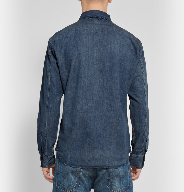 Alex Mill Potrero Indigo Dyed Chambray Shirt, $165 | MR PORTER | Lookastic