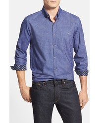Ted Baker London Carded Fit Chambray Twill Sport Shirt