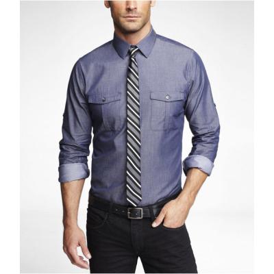 Express Extra Slim Chambray Shirt, $69 | Express | Lookastic.com