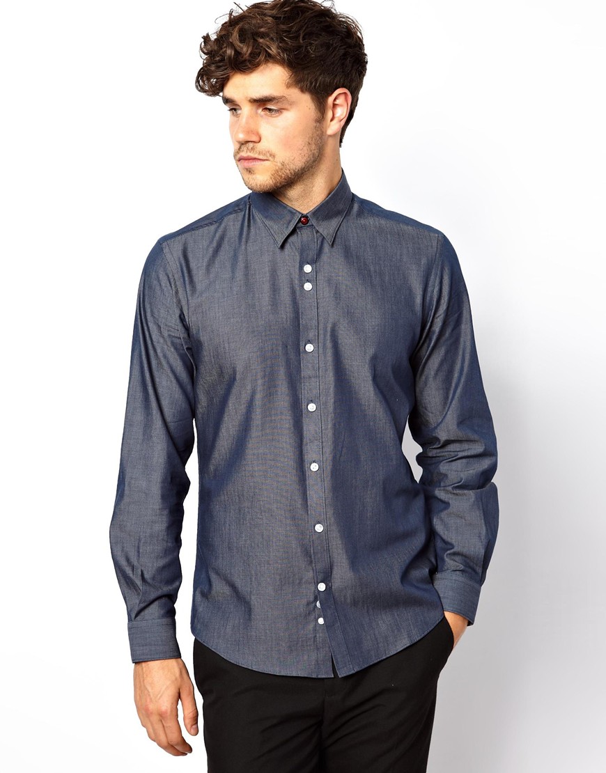 Red Eleven Shirt Slim Fit Denim Chambray, $65 | Asos | Lookastic