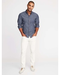 Old Navy Slim Fit Linen Blend Chambray Shirt For