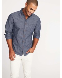Old Navy Slim Fit Linen Blend Chambray Shirt For