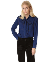 7 For All Mankind Bow Tie Denim Shirt