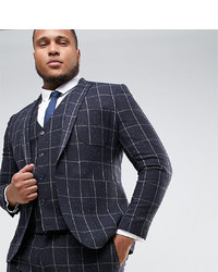 ASOS DESIGN Asos Plus Super Skinny Suit Jacket In Navy Check With Nep