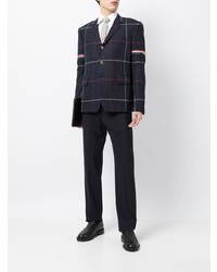 Thom Browne Check Pattern Armband Detail Buttoned Blazer