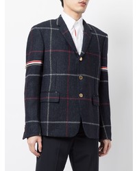 Thom Browne Check Pattern Armband Detail Buttoned Blazer