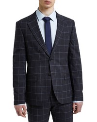 River Island Check Stretch Sport Coat In Navy At Nordstrom