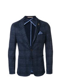 Paoloni Checkered Blazer With Pocket Square