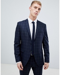 Selected Homme Navy Suit Jacket With Grid Slim Fit
