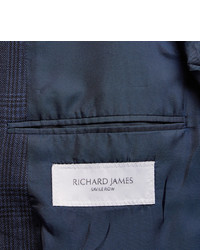 Richard James Prince Of Wales Check Linen And Wool Blend Blazer