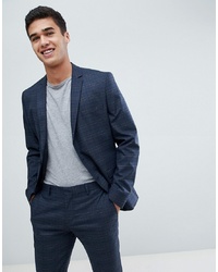 Selected Homme Skinny Suit Jacket In Navy Check With Stretch