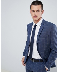 Selected Homme Slim Suit Jacket In Blue Window Pane Check