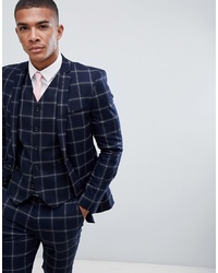 ASOS DESIGN Super Skinny Suit Jacket In Large Scale Navy Windowpane Check