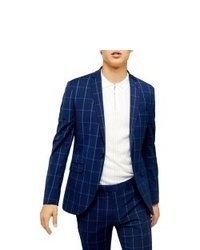 Topman Page Windowpane Check Super Skinny Suit Jacket
