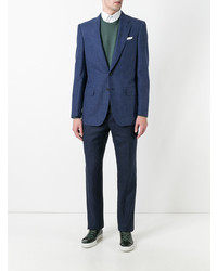 Gieves & Hawkes Woven Check Blazer Blue