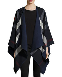Burberry Charlotte Reversible Solidcheck Cape Navy