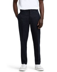 River Island Microcheck Dress Pants In Navy At Nordstrom