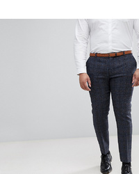 Heart & Dagger Plus Size Slim Suit Trouser In Harris Tweed In Check