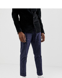 ASOS DESIGN Tall Tapered Smart Trouser In Navy And White Windowpane Check