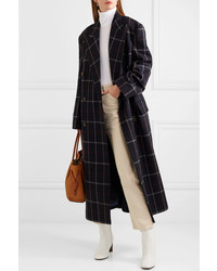 A.W.A.K.E. Double Breasted Checked Wool Blend Coat