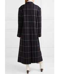 A.W.A.K.E. Double Breasted Checked Wool Blend Coat