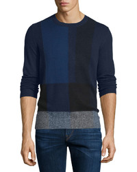Burberry Abstract Check Cashmere Sweater Navy