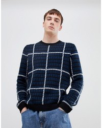 Selected Homme Knitted Jumper With Check Pattern Moonlit