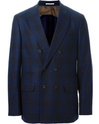 Navy Check Double Breasted Blazer