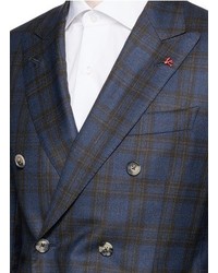 Isaia Gregory Glen Plaid Wool Double Breasted Blazer