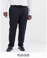 Burton Menswear Big Tall Trousers In Navy Check
