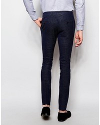 Asos Brand Super Skinny Suit Pants In Check In Blue