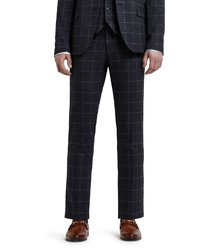 River Island Carreman Check Stretch Dress Pants In Navy At Nordstrom