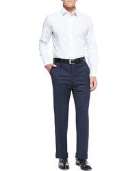 Incotex Check Super 130s Wool Trousers Bluenavy
